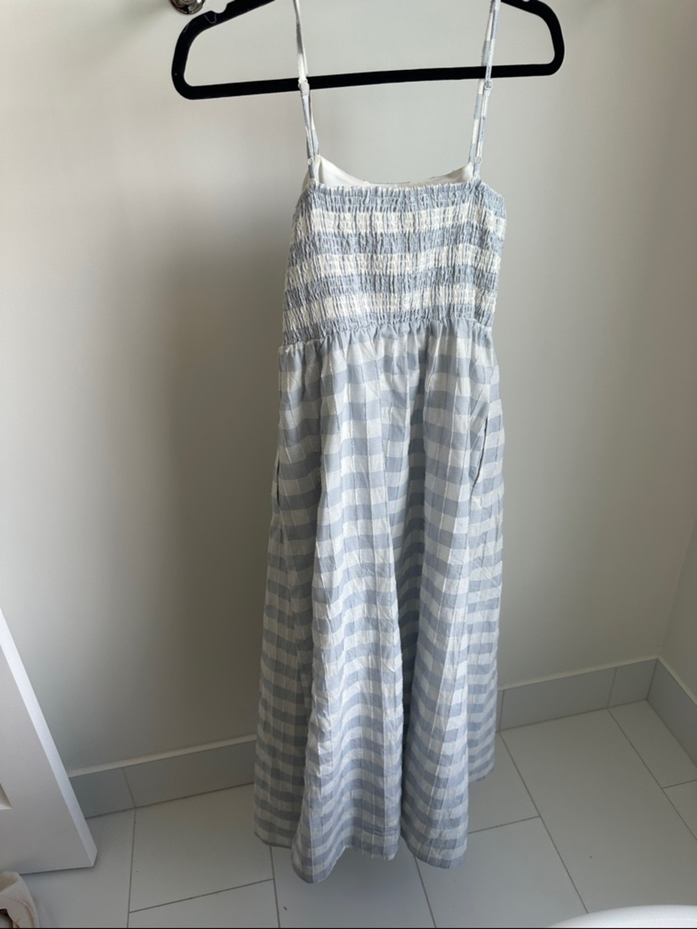 Caroline Constas Periwinkle Sky Check Midi Dress NWT small - Picture 3 of 3